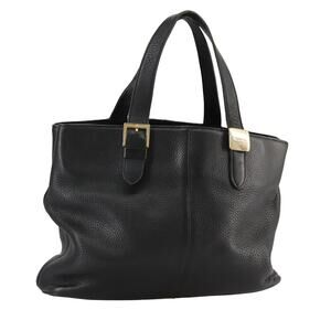 Burberry Hand Bag Leather Black Gold